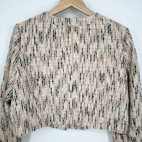 Gal Meets Glam Paige Tweed Jacket Button Front Bow Cropped Blazer - Picture 10 of 16